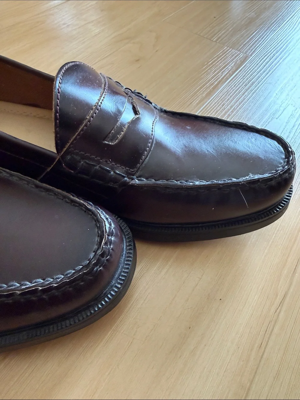 MENS NUNN BUSH LINCOLN MOC TOE PENNY LOAFER LEATHER CASUAL SHOE BURGUNDY SZ 12 M